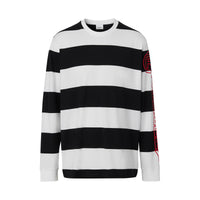 BLACK/WHITE S Haut à manches longues oversize en coton rayé