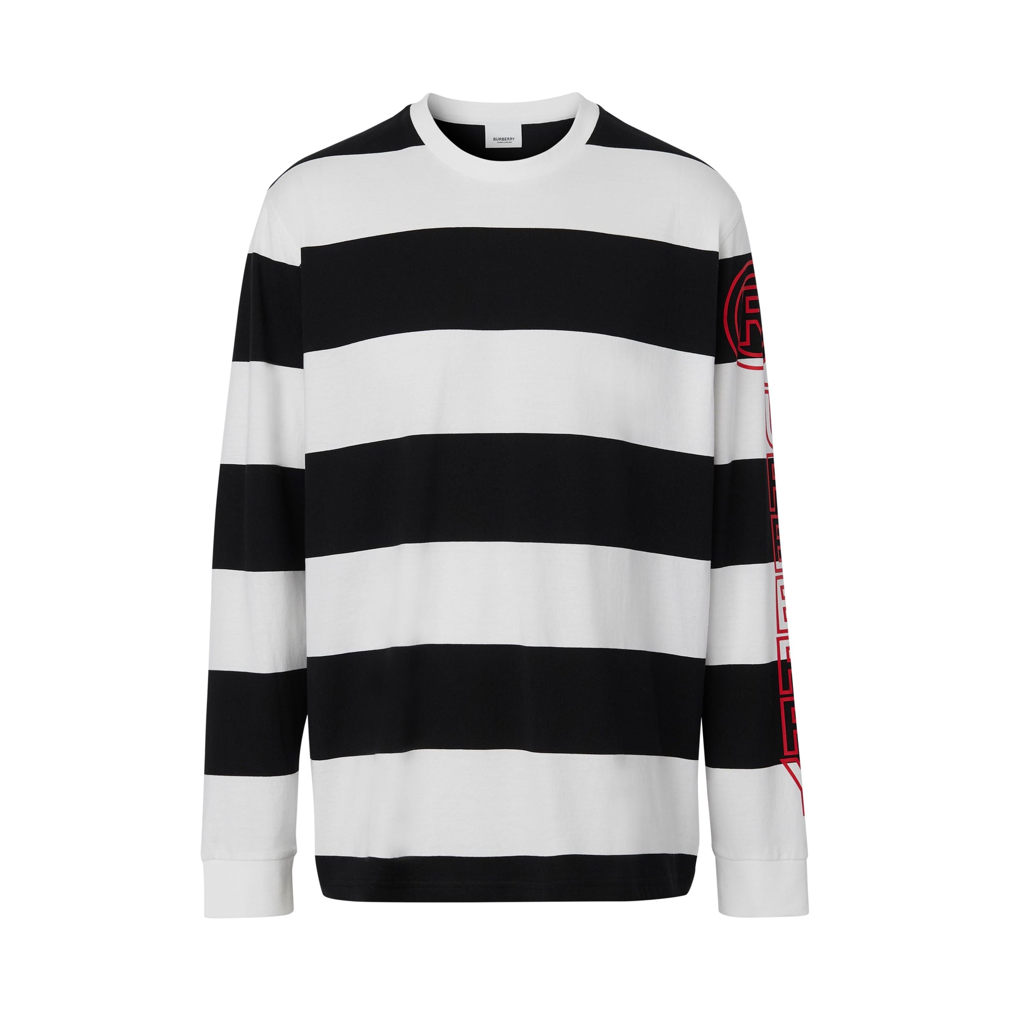 BLACK/WHITE S Haut à manches longues oversize en coton rayé
