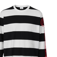 BLACK/WHITE S Haut à manches longues oversize en coton rayé