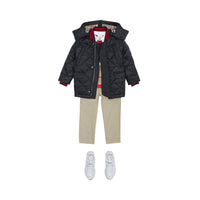 BLACK Manteau matelassé à logo avec capuche amovible