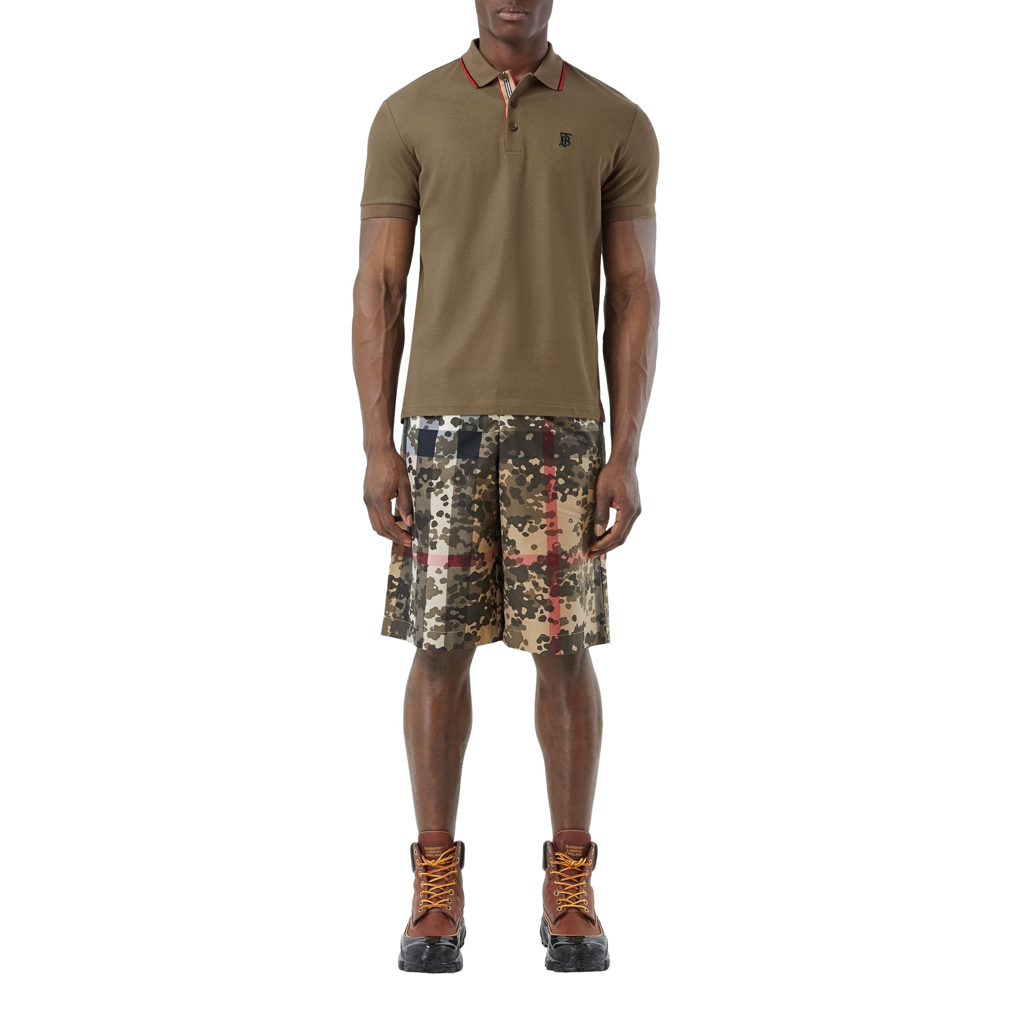 DEEP KHAKI Polo en piqué de coton Monogram