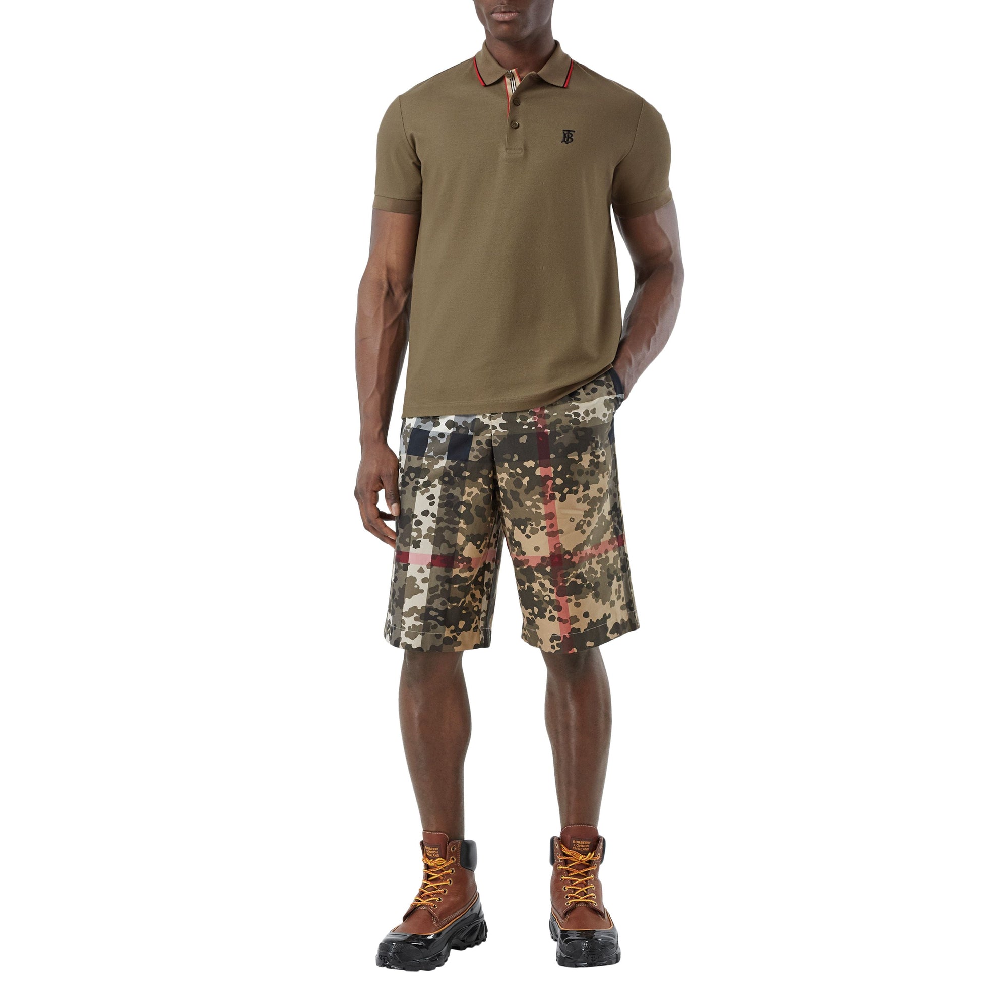 DEEP KHAKI Polo en piqué de coton Monogram