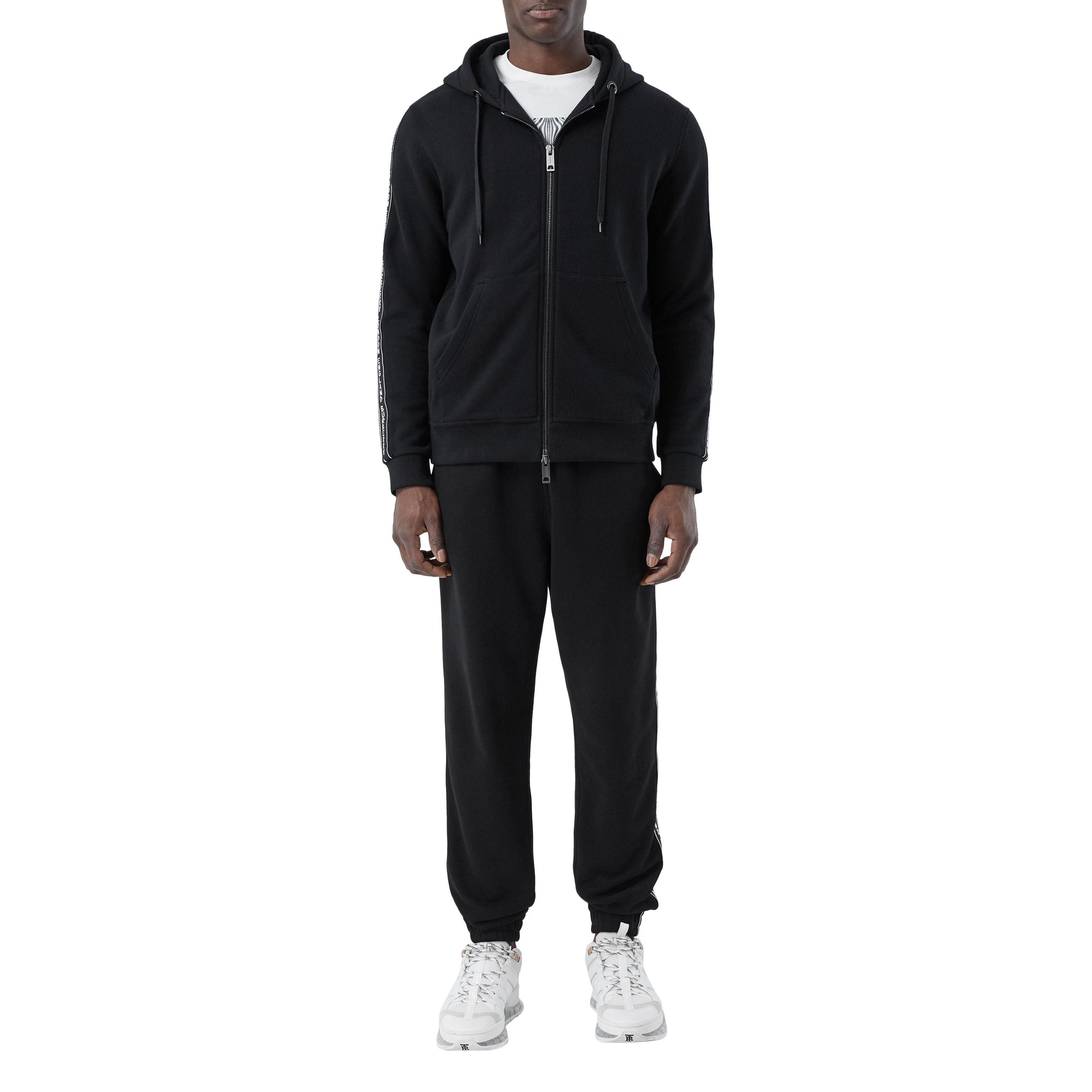 BLACK Veste à capuche en coton avec bandes à logo