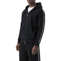 BLACK Veste à capuche en coton avec bandes à logo