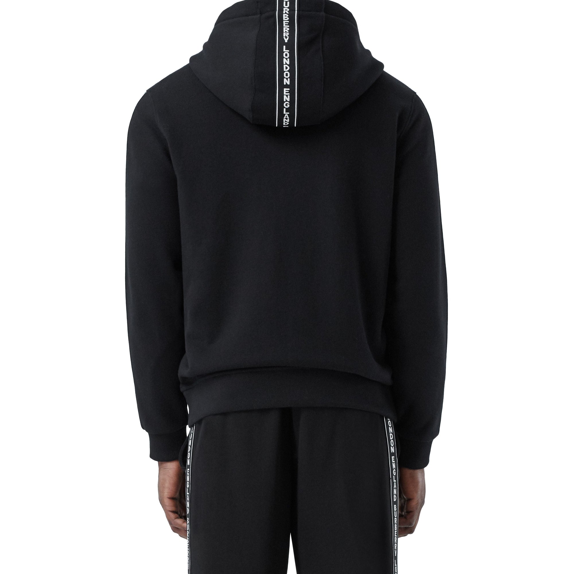 BLACK Veste à capuche en coton avec bandes à logo