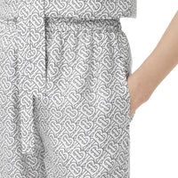 Pantalon ample en sergé de soie monogram - Blanc