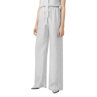Pantalon ample en sergé de soie monogram - Blanc