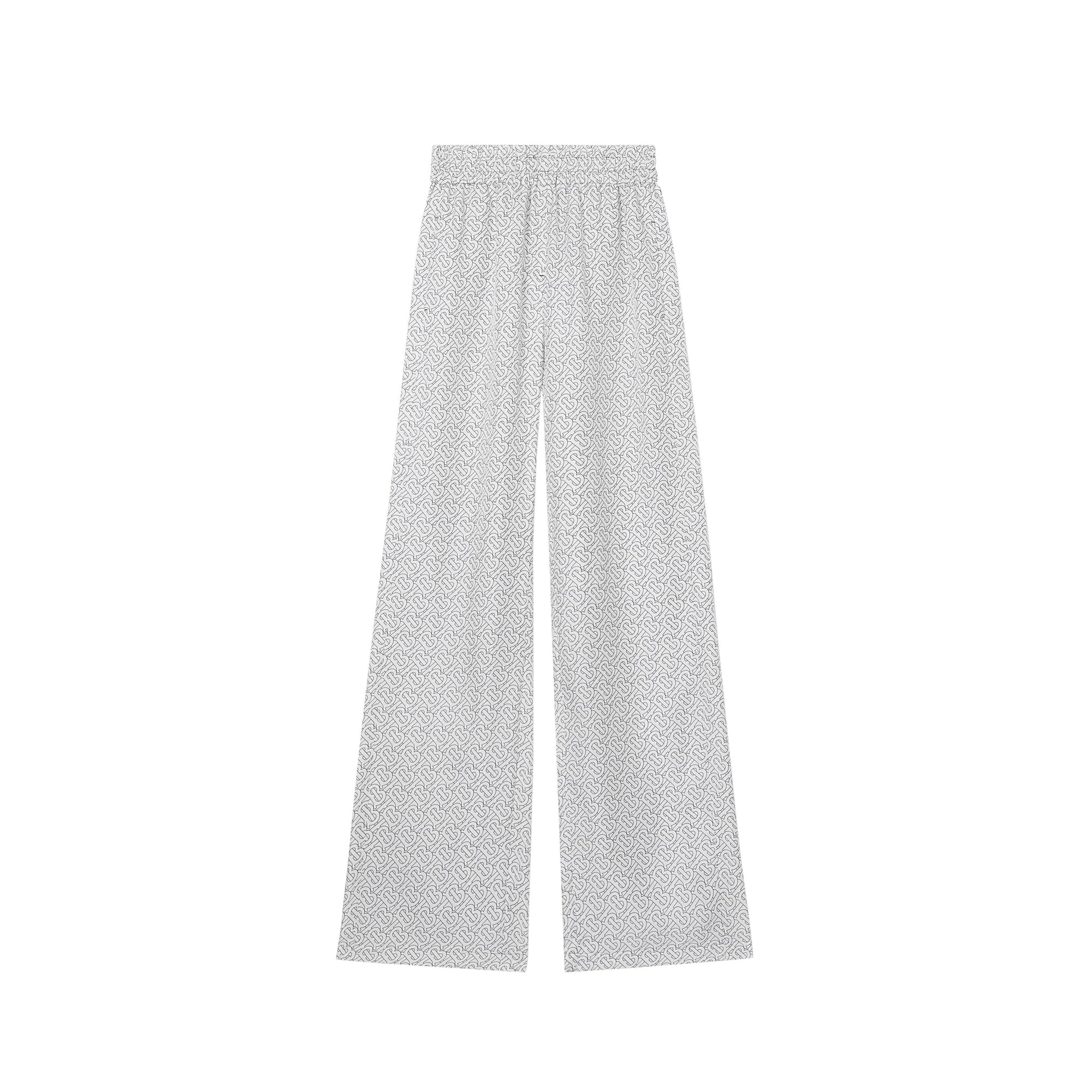Pantalon ample en sergé de soie monogram - Blanc