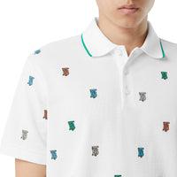WHITE Polo en piqué de coton Monogram
