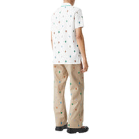 WHITE Polo en piqué de coton Monogram