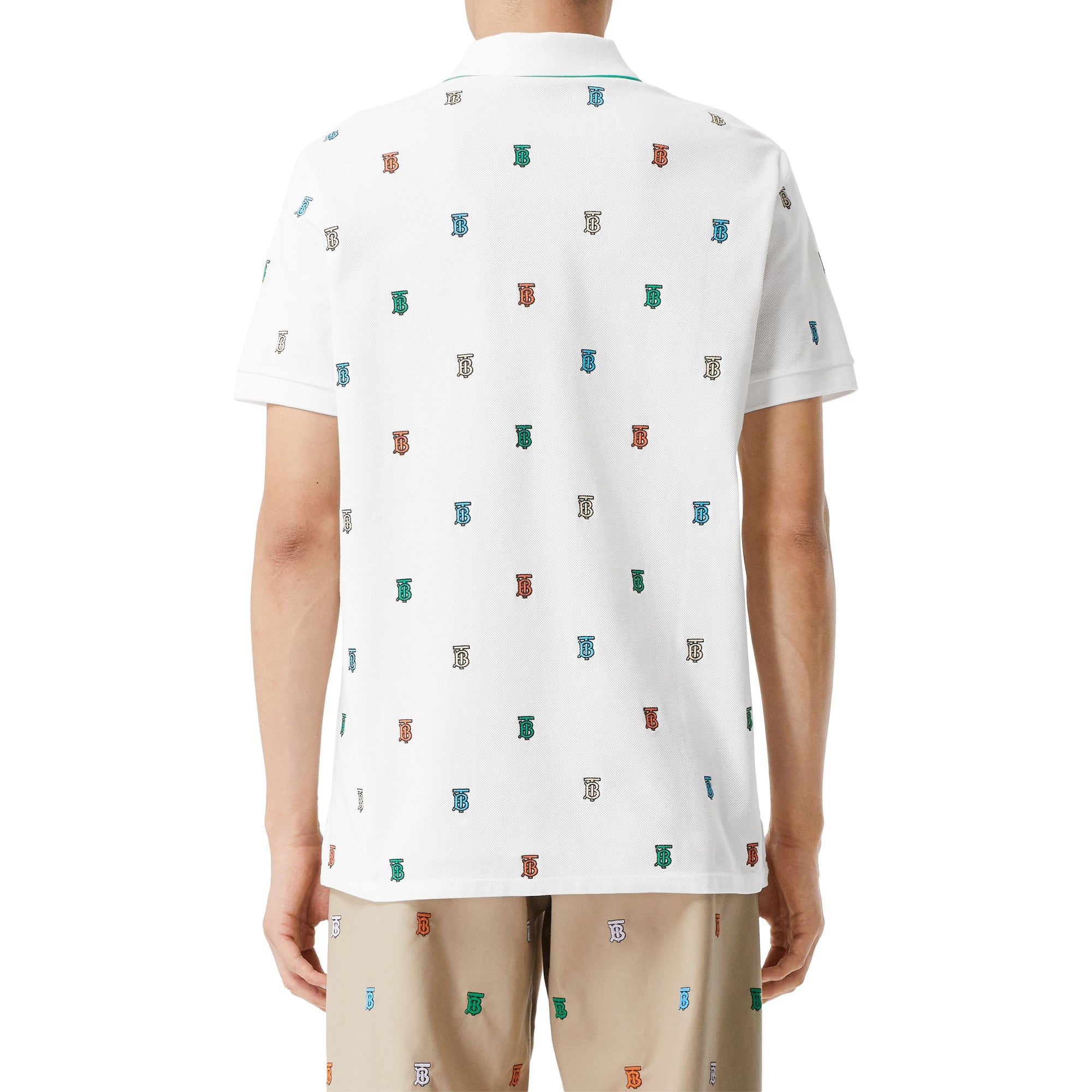 WHITE Polo en piqué de coton Monogram