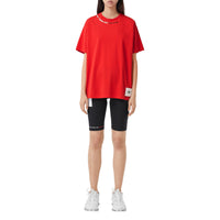 T-shirt oversize en coton avec citation - Rouge vif