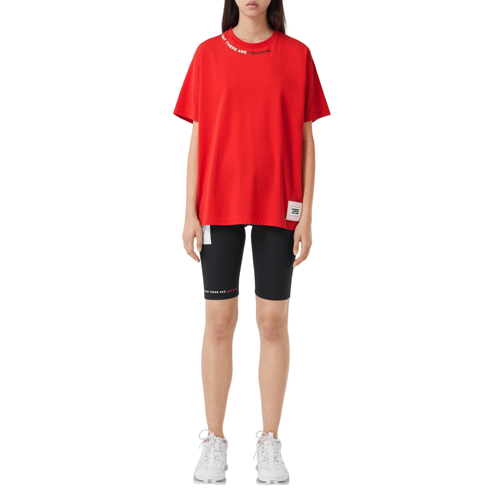T-shirt oversize en coton avec citation - Rouge vif