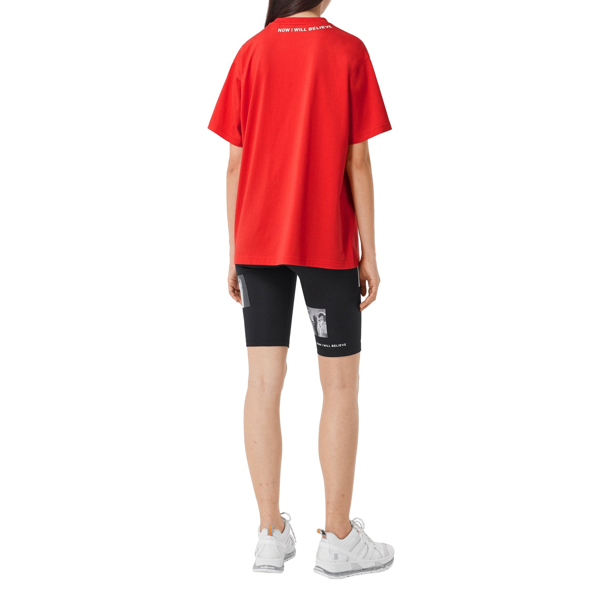 T-shirt oversize en coton avec citation - Rouge vif