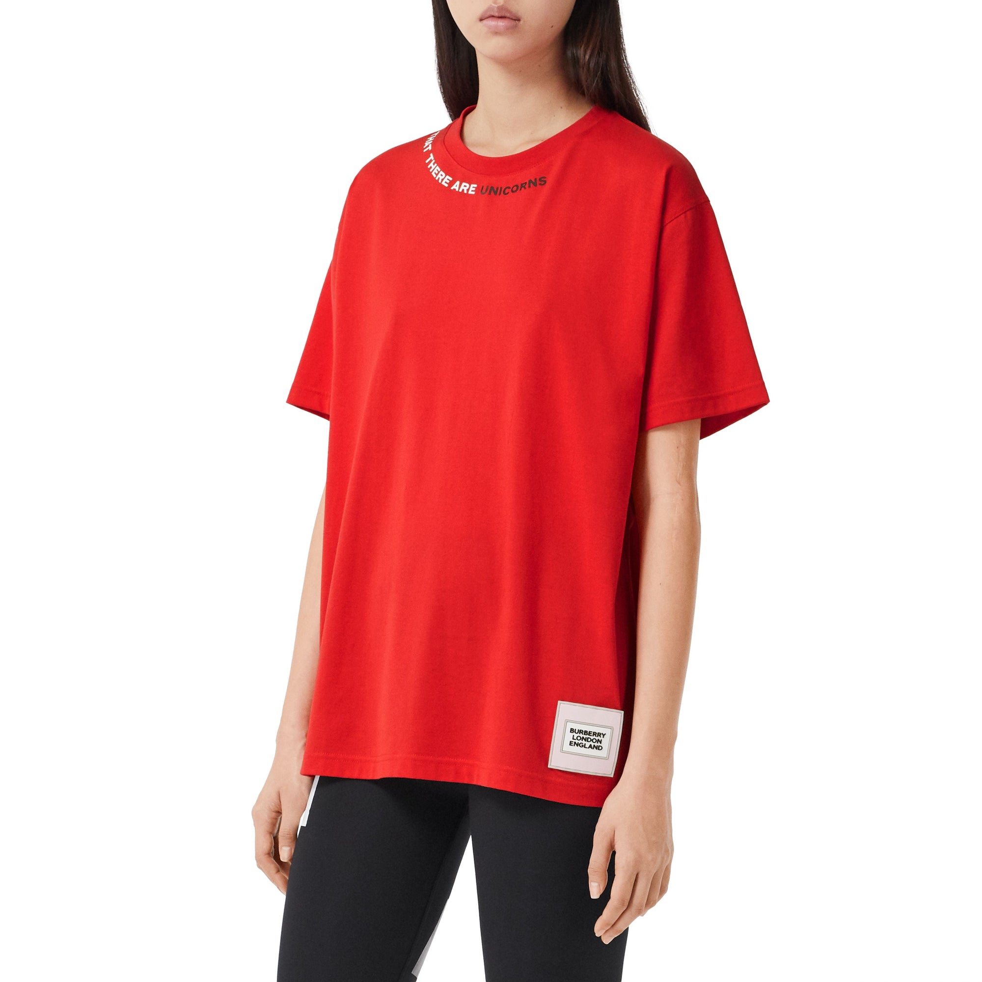 T-shirt oversize en coton avec citation - Rouge vif