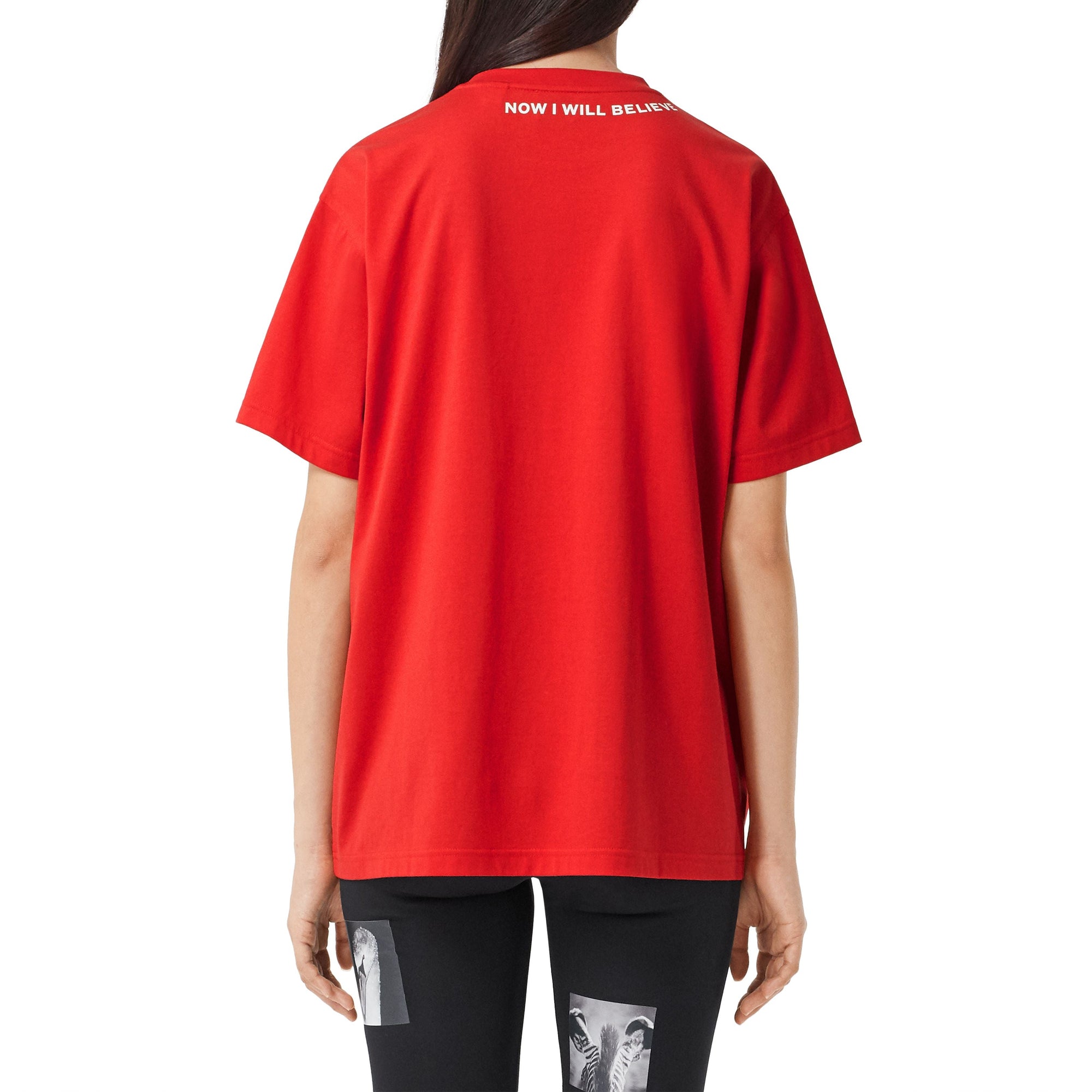T-shirt oversize en coton avec citation - Rouge vif