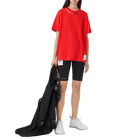 T-shirt oversize en coton avec citation - Rouge vif