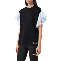 T-shirt oversize en coton avec manches à volants - Noir