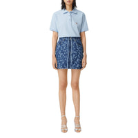 Polo oversize en piqué de coton avec daim - Bleu pâle