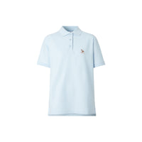 Polo oversize en piqué de coton avec daim - Bleu pâle