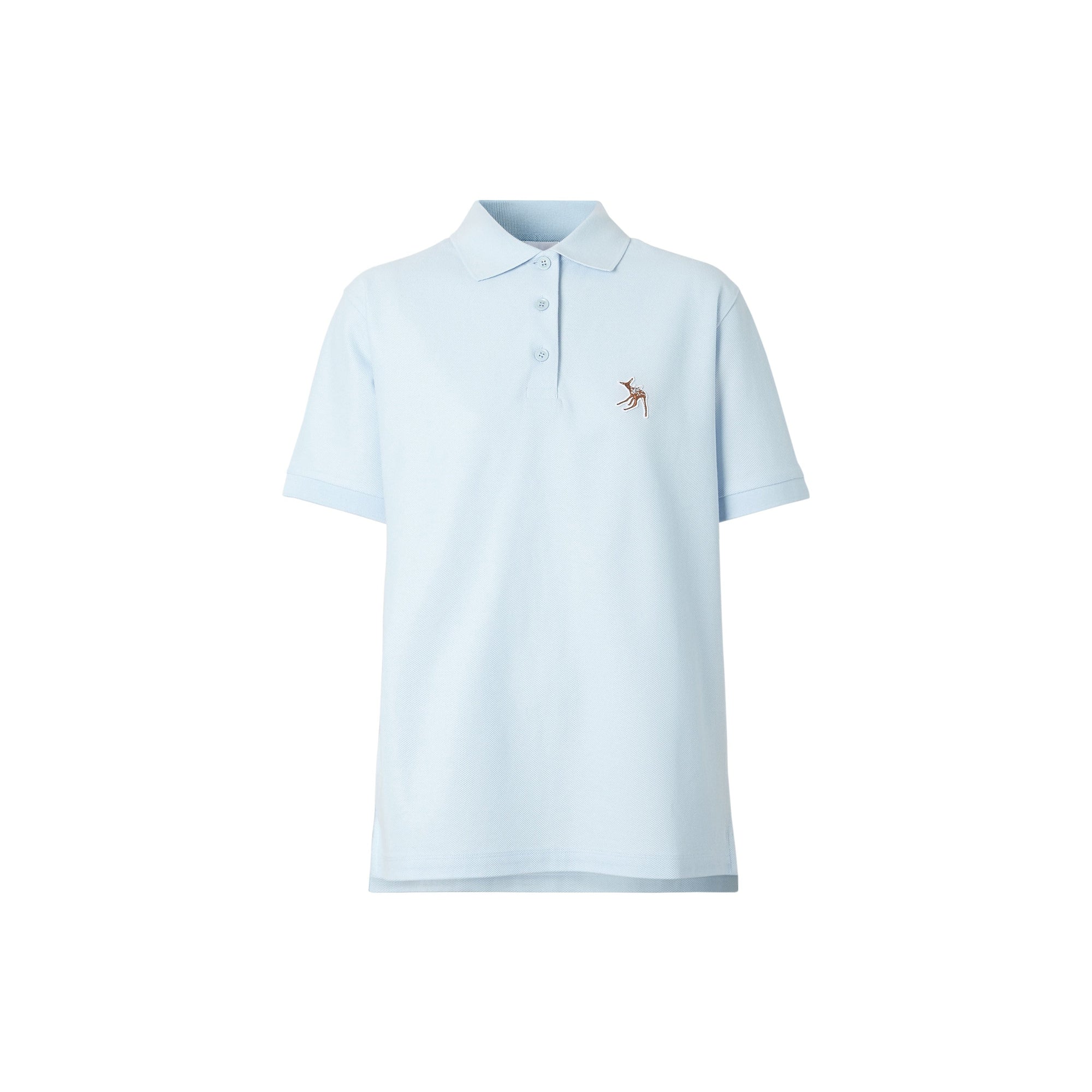 Polo oversize en piqué de coton avec daim - Bleu pâle