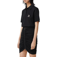 Polo oversize en piqué de coton avec daim - Noir