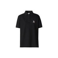 Polo oversize en piqué de coton avec daim - Noir