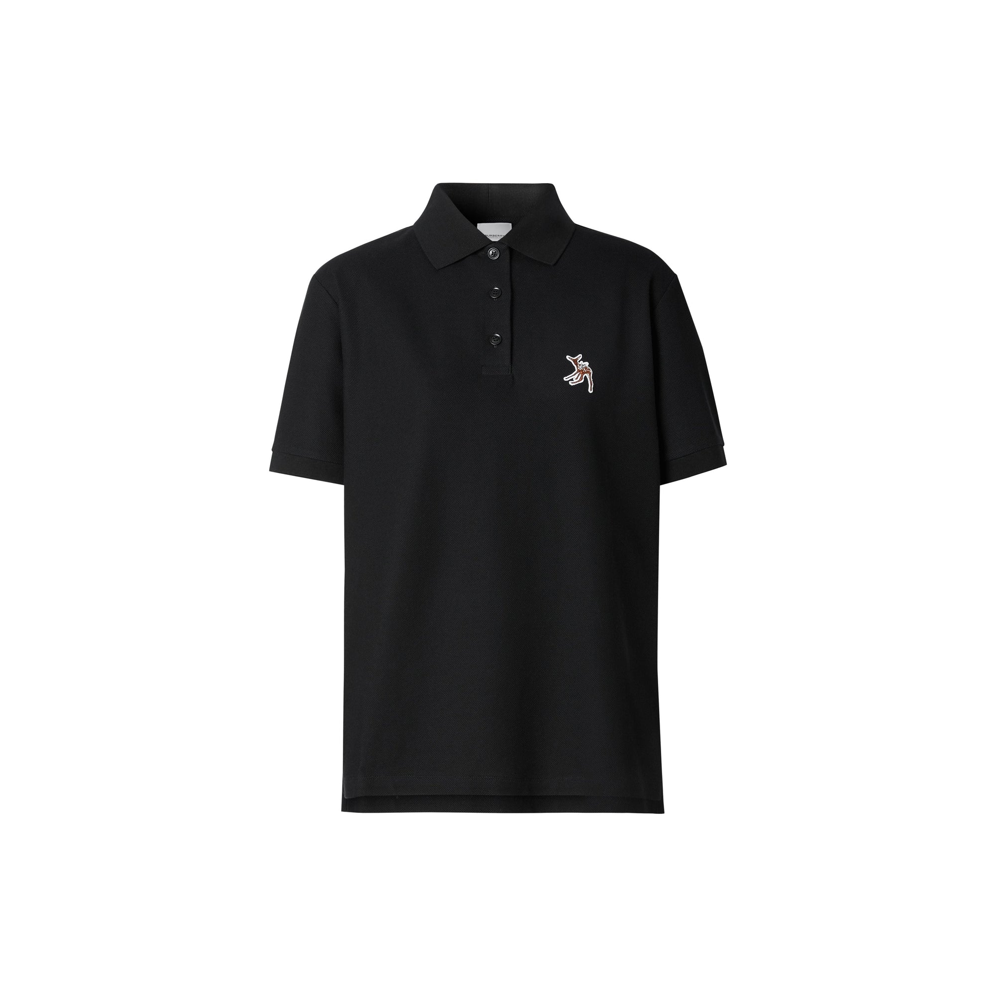 Polo oversize en piqué de coton avec daim - Noir