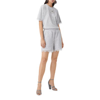 LIGHT PEBBLE GREY Short en coton et dentelle