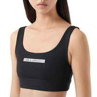 Brassière en jersey stretch avec slogan - Noir
