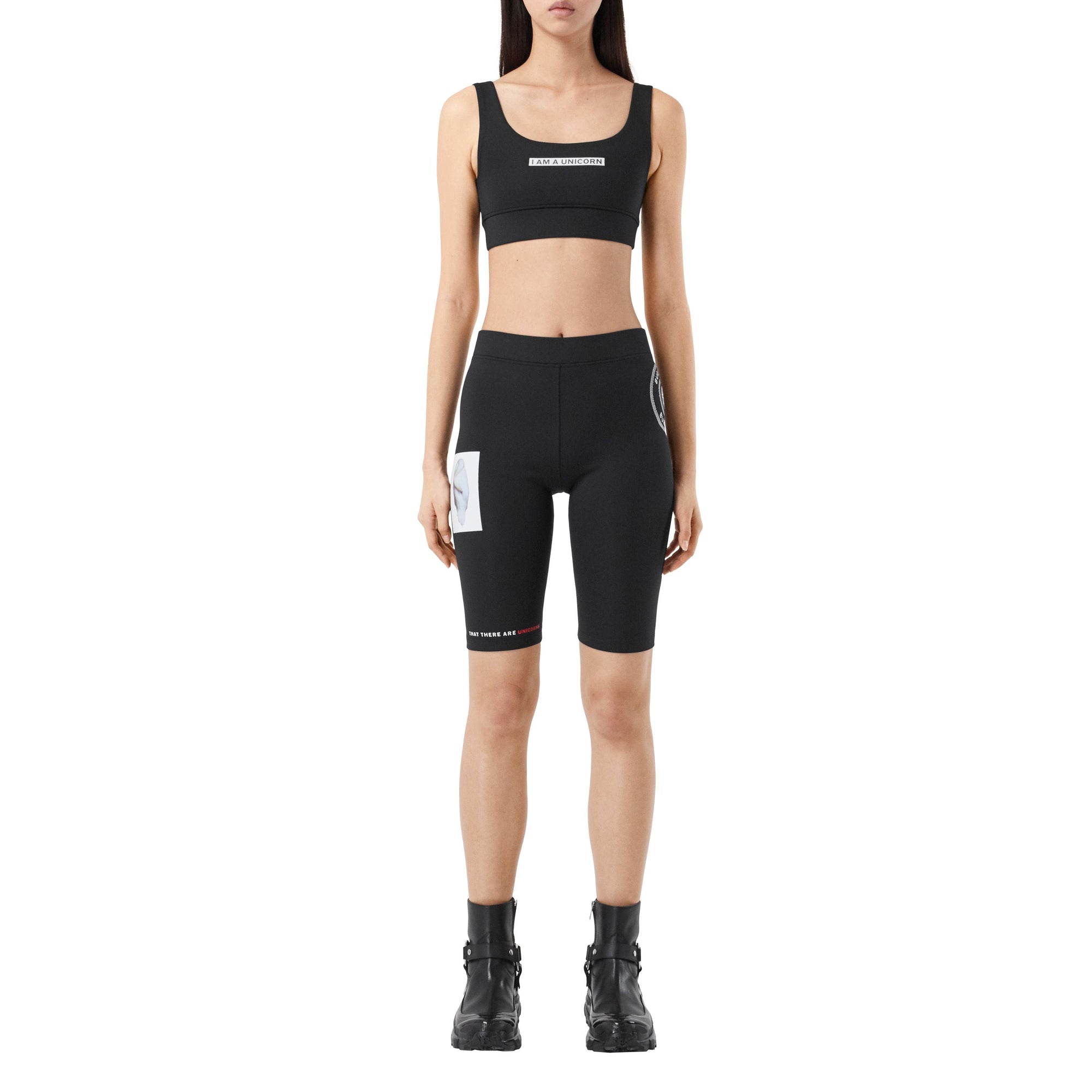 Brassière en jersey stretch avec slogan - Noir