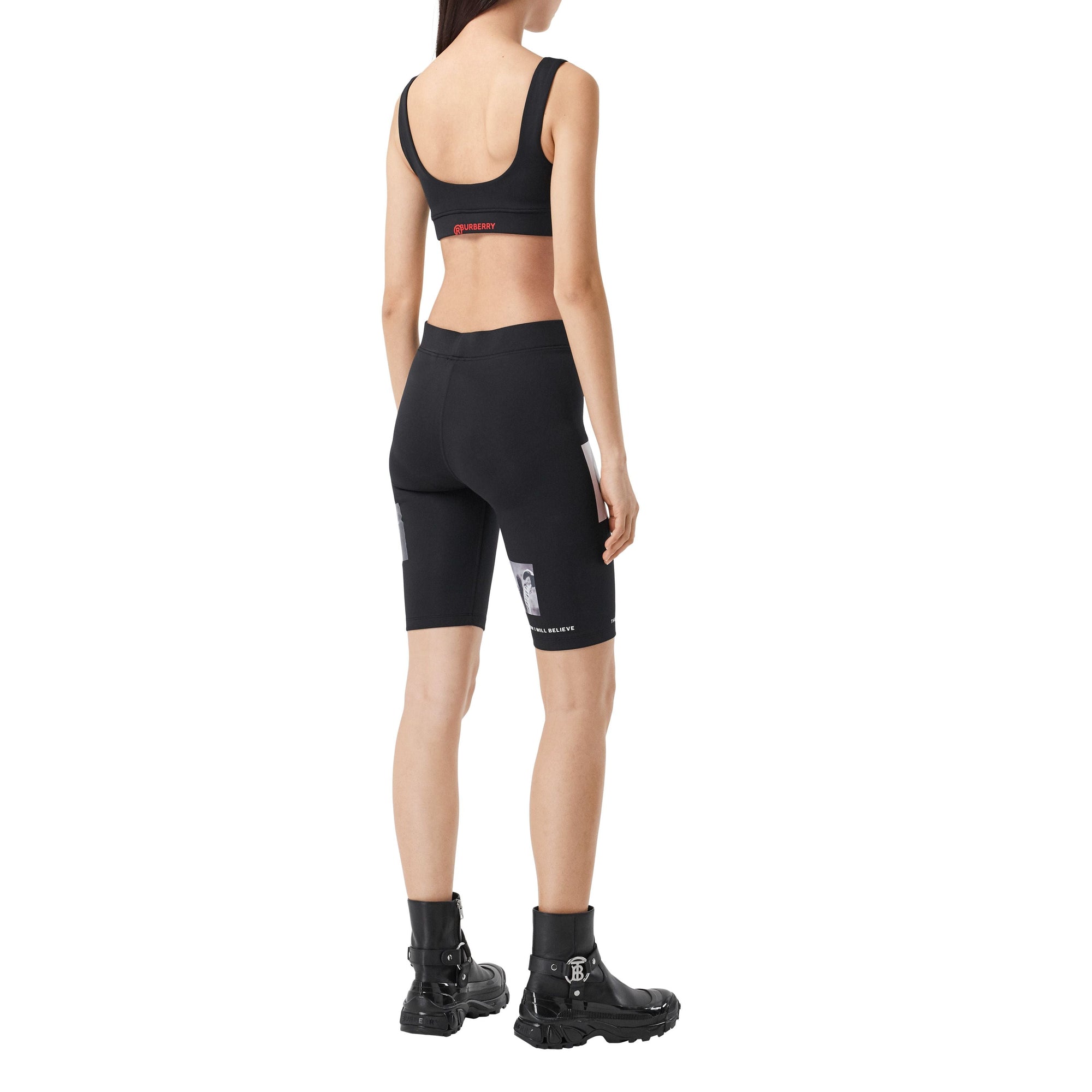 Brassière en jersey stretch avec slogan - Noir