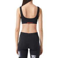 Brassière en jersey stretch avec slogan - Noir