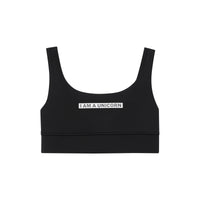 Brassière en jersey stretch avec slogan - Noir
