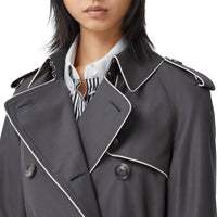 Trench en gabardine de coton passepoilé - Gris moyen