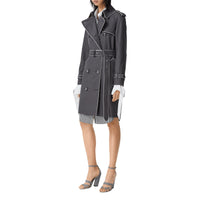 Trench en gabardine de coton passepoilé - Gris moyen