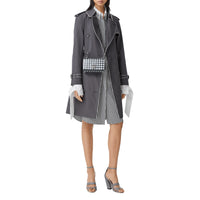Trench en gabardine de coton passepoilé - Gris moyen