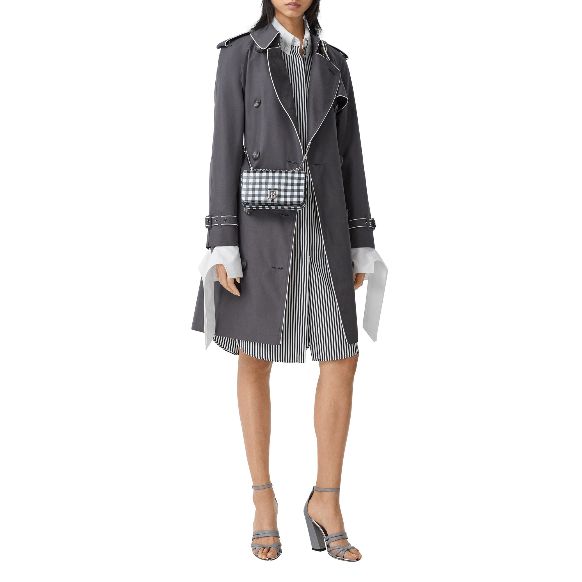 Trench en gabardine de coton passepoilé - Gris moyen