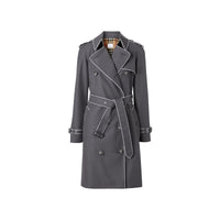 Trench en gabardine de coton passepoilé - Gris moyen