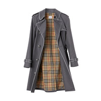 Trench en gabardine de coton passepoilé - Gris moyen