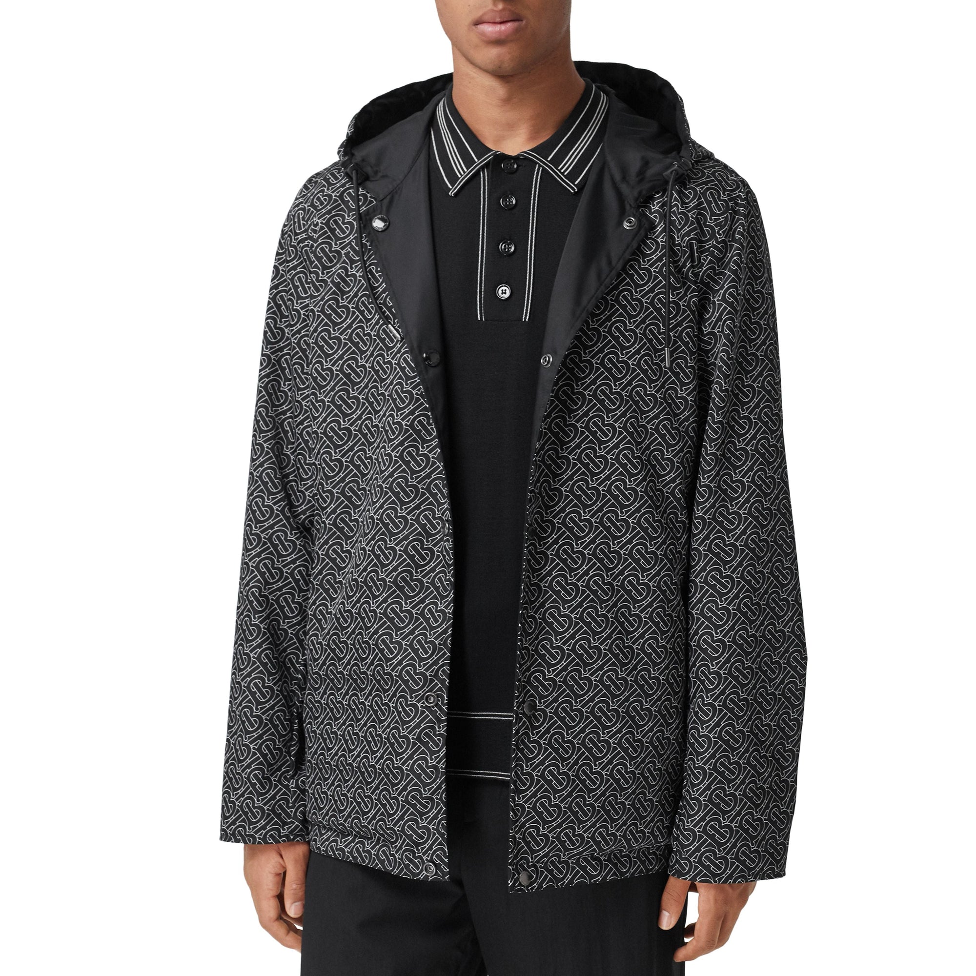 BLACK/WHITE IP PATTE Veste à capuche réversible en ECONYL® avec Monogram