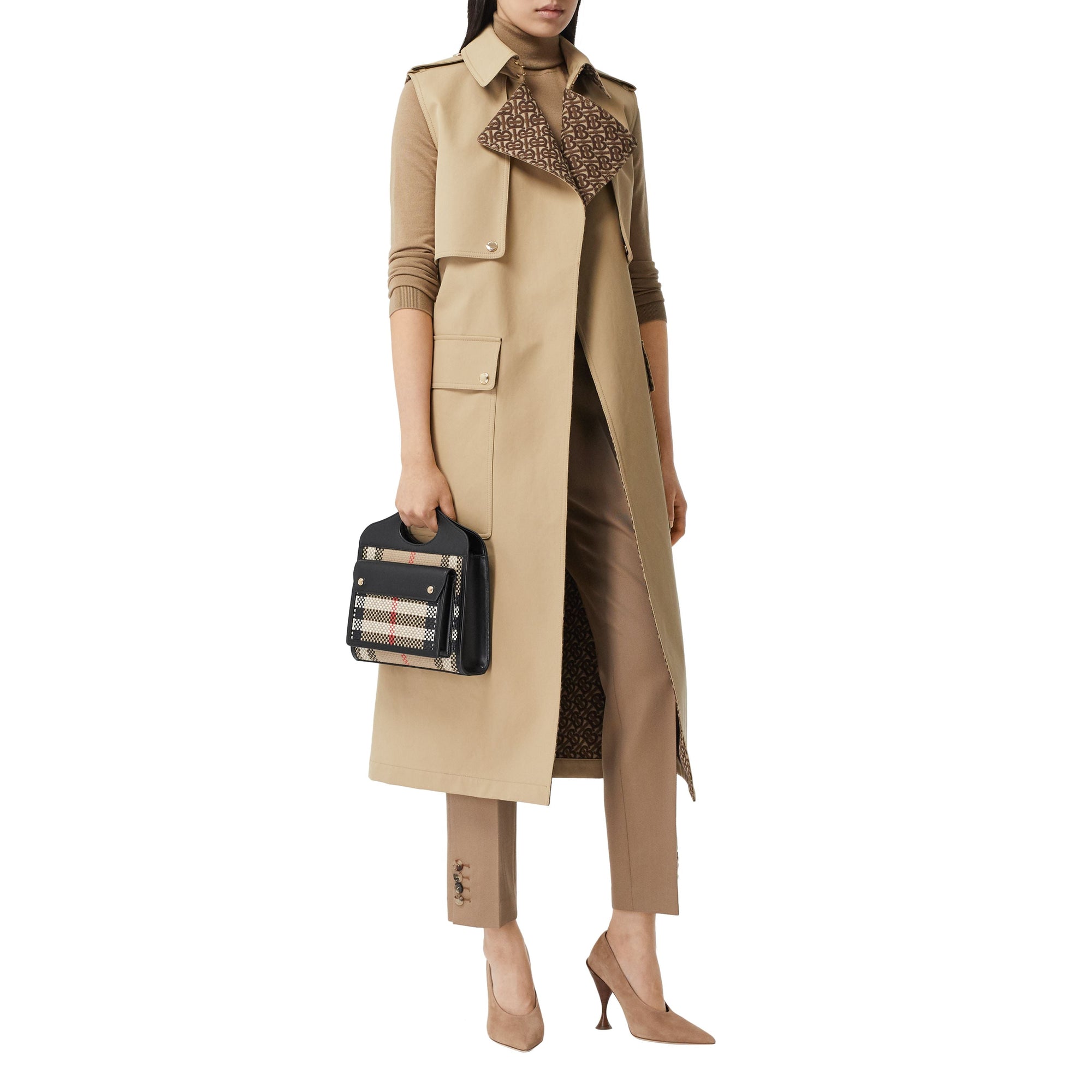 Mini sac Pocket en cuir tressé - Beige d'Archive & Noir