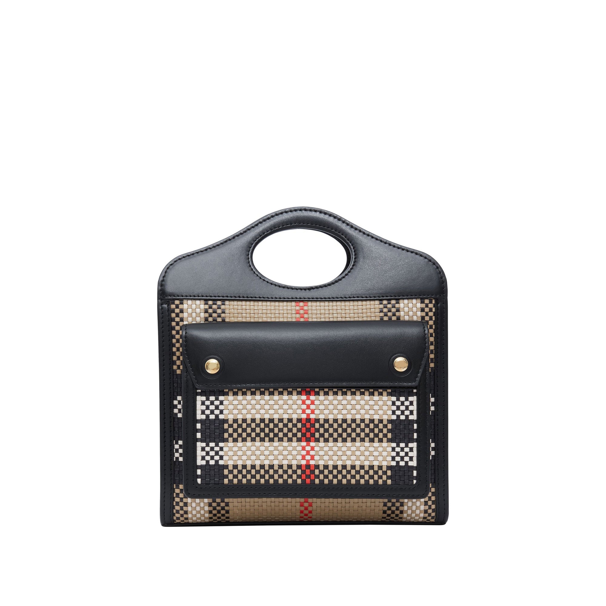 Mini sac Pocket en cuir tressé - Beige d'Archive & Noir