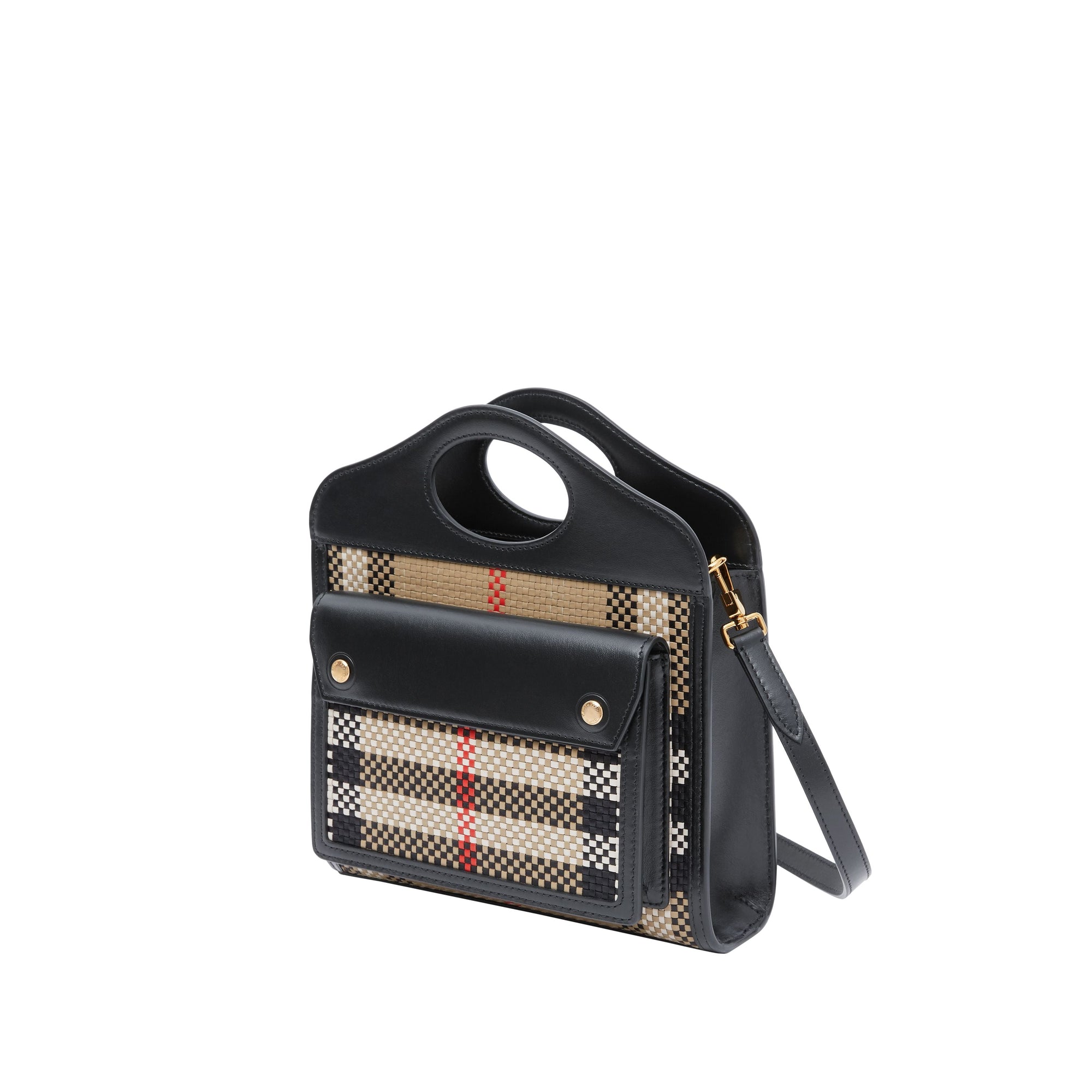 Mini sac Pocket en cuir tressé - Beige d'Archive & Noir