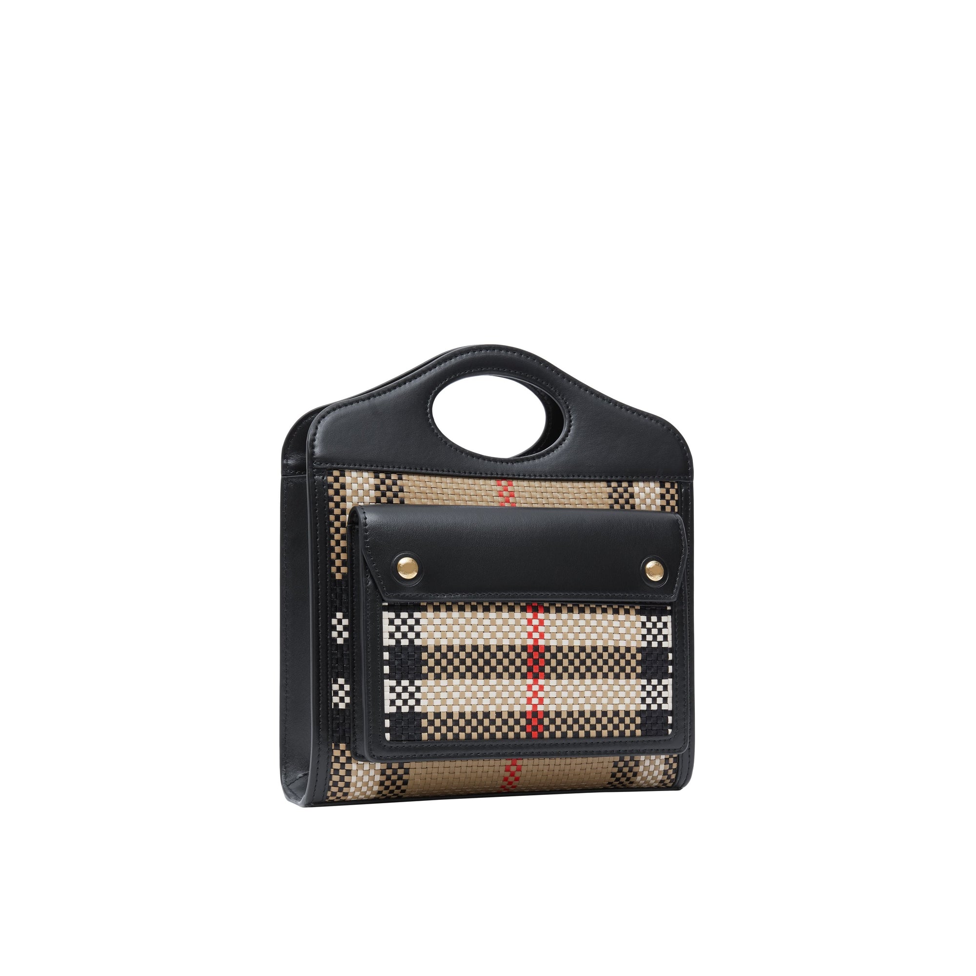 Mini sac Pocket en cuir tressé - Beige d'Archive & Noir