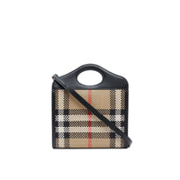 Mini sac Pocket en cuir tressé - Beige d'Archive & Noir