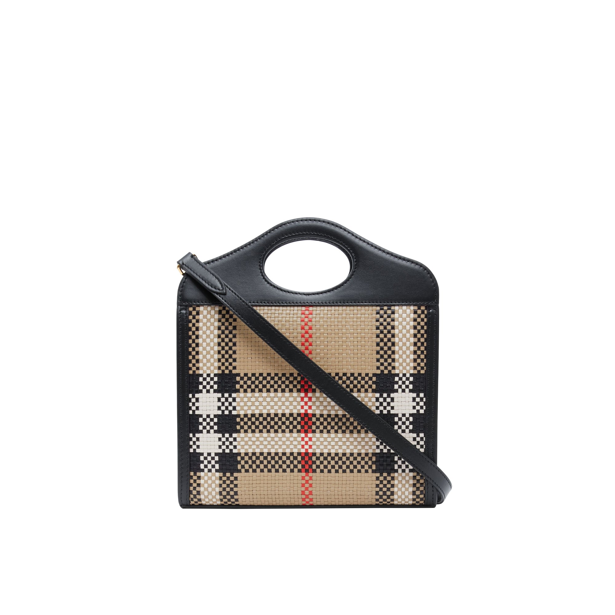 Mini sac Pocket en cuir tressé - Beige d'Archive & Noir
