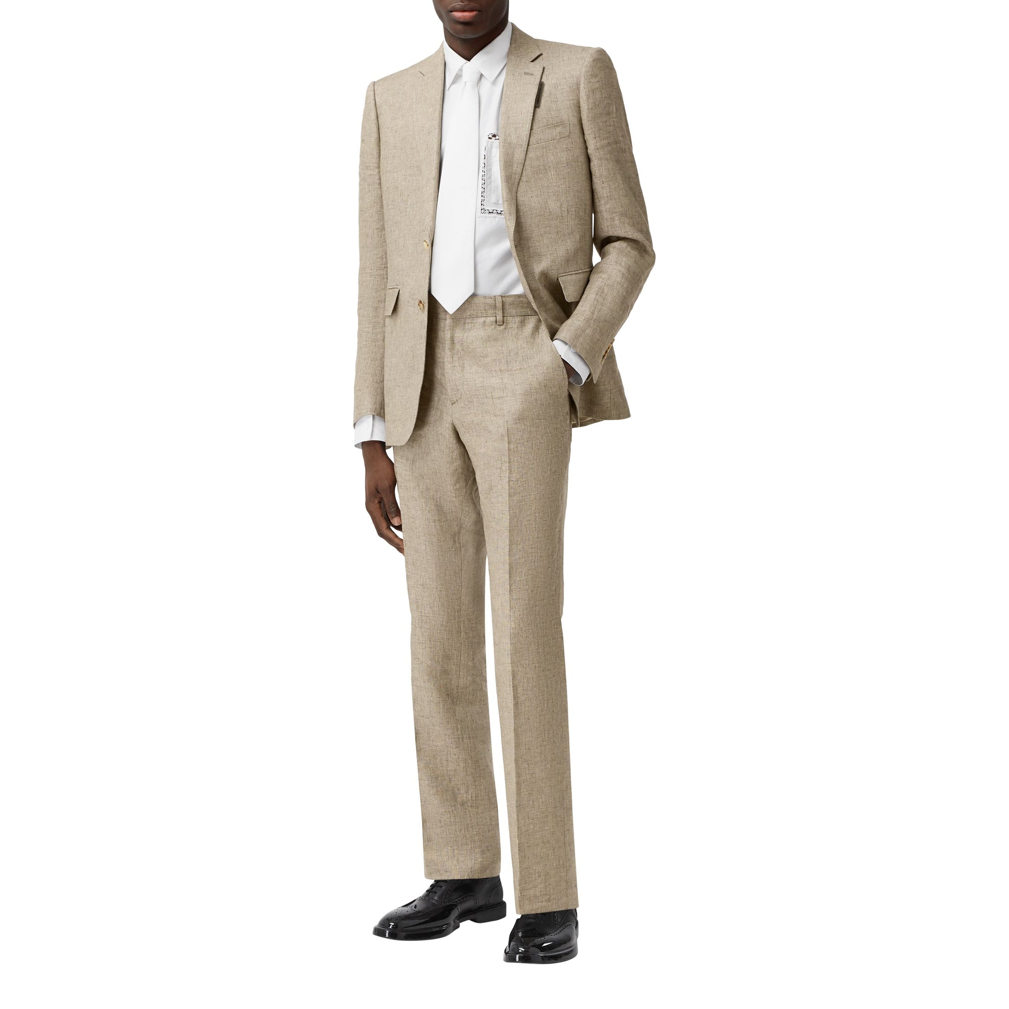 Veste de costume classique en lin - Camaïeu de marron cèdre