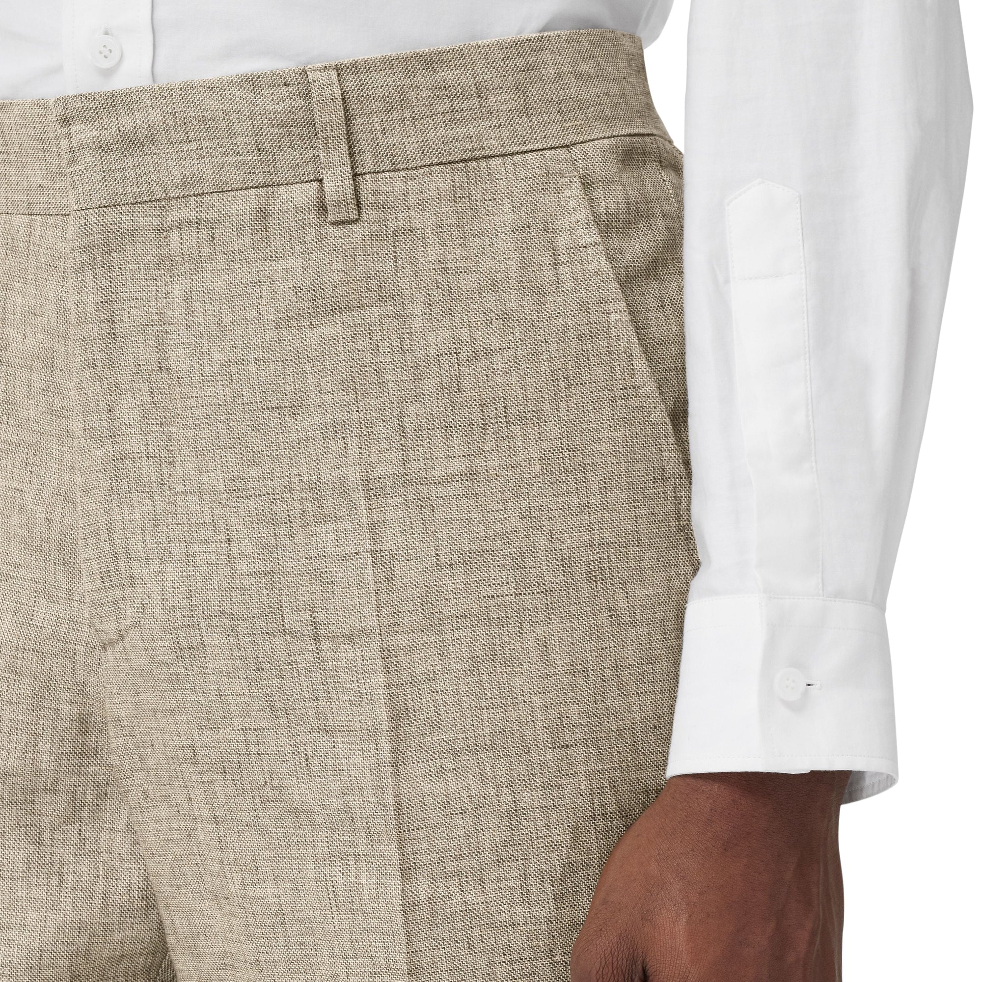 Pantalon de costume classique en lin - Camaïeu de marron cèdre