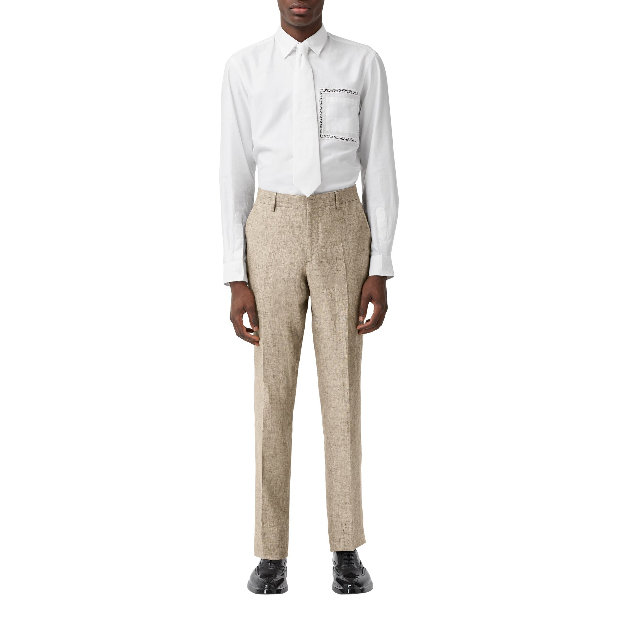 Pantalon de costume classique en lin - Camaïeu de marron cèdre